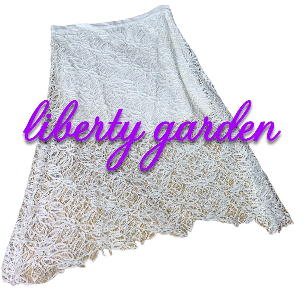 Liberty Garden Lace Overlay Midi Mini Skirt